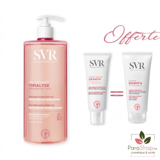 SVR PACK CICAVIT SPF50 + TOPIALYSE GEL LAVANT 1L+ CICAVIT Creme 40ml Offerte - 2025 SVR PACK CICAVIT SPF50 + TOPIALYSE GEL LAVANT 1L+ CICAVIT Creme 40ml Offerte - 2025