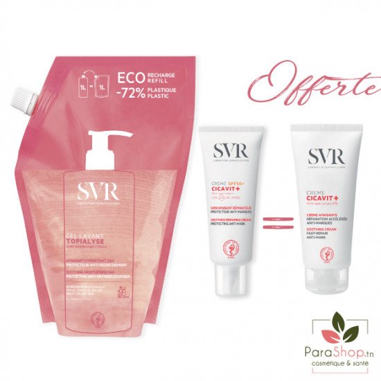 SVR PACK CICAVIT SPF50 + TOPIALYSE GEL LAVANT 1L RECHARGE + CICAVIT Creme 40ml Offerte - 2025 