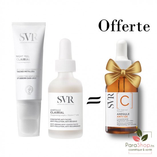 SVR PACK CLAIRIAL AMPOULE + NIGHT PEEL + AMPOULE C OFFERTE - BF 2025 SVR PACK CLAIRIAL AMPOULE + NIGHT PEEL + AMPOULE C OFFERTE - BF 2025