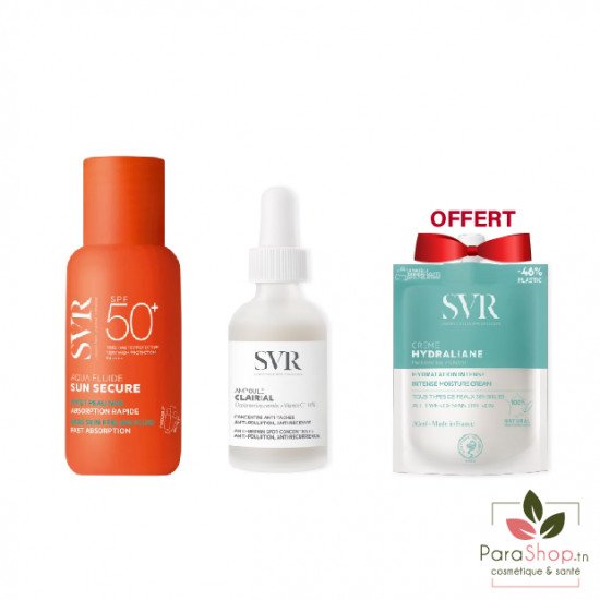 SVR PACK CLAIRIAL AMPOULE + SUN SECURE AQUA FLUIDE + HYDRALIANE CREME OFFERTE SVR PACK CLAIRIAL AMPOULE + SUN SECURE AQUA FLUIDE + HYDRALIANE CREME OFFERTE