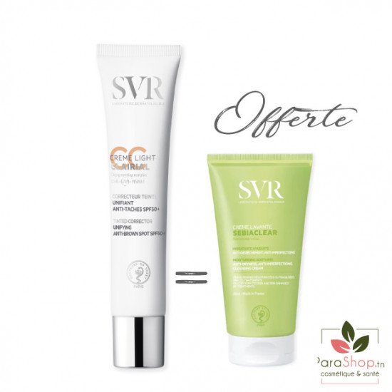 SVR PACK CLAIRIAL CC Crème LIGHT SPF50+ + SEBIACLEAR CREME LAVANTE 55ML OFFERTE - 2025 SVR PACK CLAIRIAL CC Crème LIGHT SPF50+ + SEBIACLEAR CREME LAVANTE 55ML OFFERTE - 2025