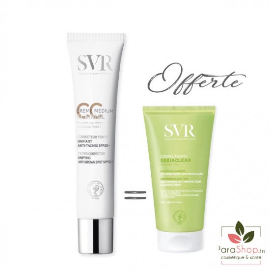 SVR PACK CLAIRIAL CC Crème MEDIUM SPF50+ + SEBIACLEAR CREME LAVANTE 55ML OFFERTE - 2025 SVR PACK CLAIRIAL CC Crème MEDIUM SPF50+ + SEBIACLEAR CREME LAVANTE 55ML OFFERTE - 2025