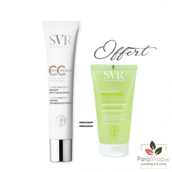 SVR PACK CLAIRIAL CC Crème MEDIUM SPF50+ + SEBIACLEAR GEL 55ML OFFERT - 2025 SVR PACK CLAIRIAL CC Crème MEDIUM SPF50+ + SEBIACLEAR GEL 55ML OFFERT - 2025