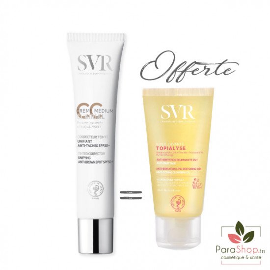 SVR PACK CLAIRIAL CC Crème MEDIUM SPF50+ + TOPIALYSE HUILE LAVANTE 55ML OFFERTE - 2025 SVR PACK CLAIRIAL CC Crème MEDIUM SPF50+ + TOPIALYSE HUILE LAVANTE 55ML OFFERTE - 2025