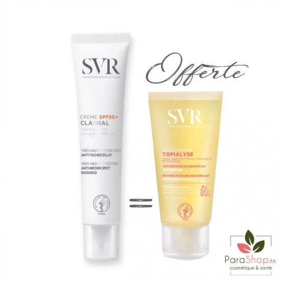 SVR PACK CLAIRIAL CREME SPF50+ + TOPIALYSE HUILE LAVANTE 55ML OFFERTE - 2025 SVR PACK CLAIRIAL CREME SPF50+ + TOPIALYSE HUILE LAVANTE 55ML OFFERTE - 2025