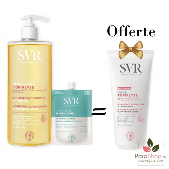 SVR PACK HYDRALIANE LEGERE + TOPIALYSE HUILE LAVANTE 1L + CREME 200ML OFFERTE - BF 2025