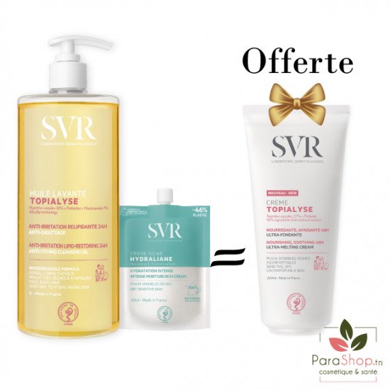 SVR PACK HYDRALIANE RICHE + TOPIALYSE HUILE LAVANTE 1L + CREME 200ML OFFERTE - BF 2025