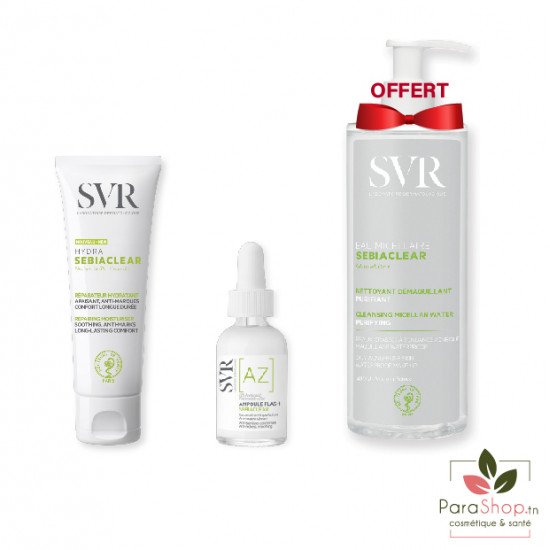 SVR PACK SEBIACLEAR Ampoule Flash + HYDRA + EAU MICELLAIRE 400ML OFFERTE