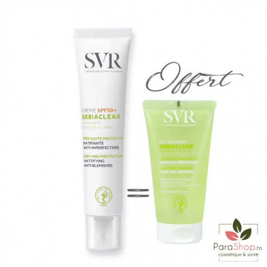 SVR PACK SEBIACLEAR CREME SPF50+ + SEBIACLEAR GEL 55ML OFFERT - 2025 SVR PACK SEBIACLEAR CREME SPF50+ + SEBIACLEAR GEL 55ML OFFERT - 2025