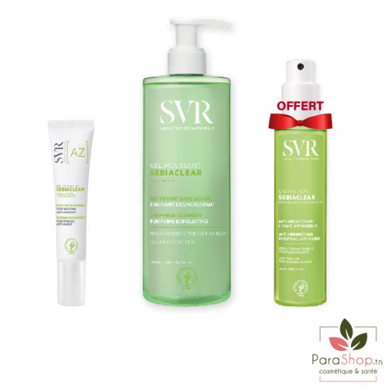 SVR PACK SEBIACLEAR GEL FLASH 15ML​ + GEL MOUSSANT 400ML + SPRAY OFFERT