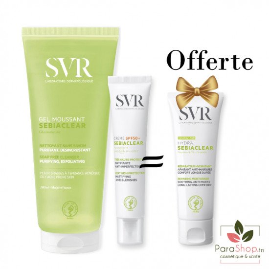 SVR PACK SEBIACLEAR SPF50+ GEL MOUSSANT 200ML + HYDRA OFFERTE - 2025 SVR PACK SEBIACLEAR SPF50+ GEL MOUSSANT 200ML + HYDRA OFFERTE - 2025
