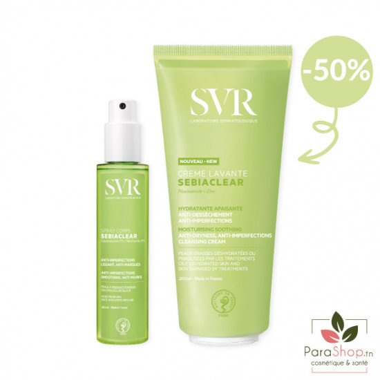 SVR PACK SEBIACLEAR SPRAY CORPS+ CREME LAVANTE 200ML 50% OFFERTE - 2025