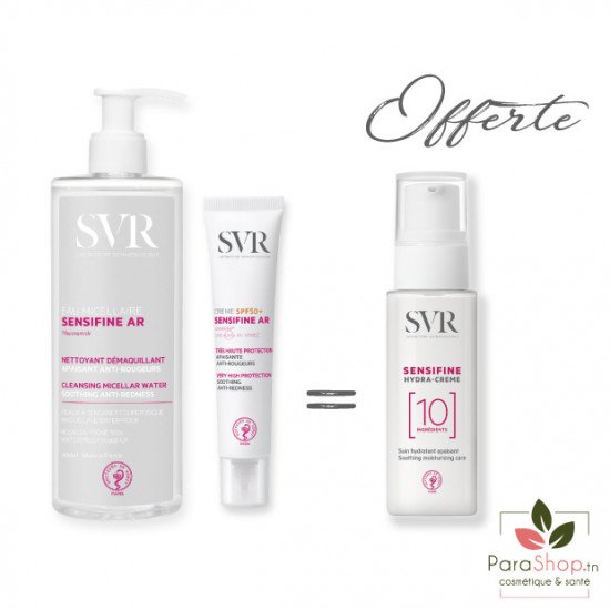 SVR PACK SENSIFINE AR SPF50+ + Eau Micellaire Apaisante 400ML + Hydra Creme OFFERTE - 2025 