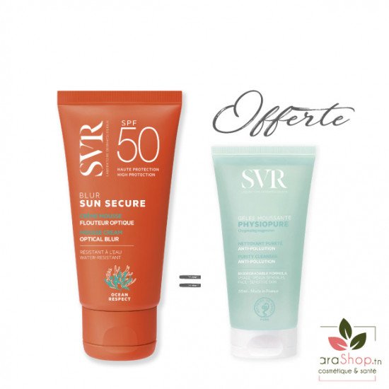 SVR PACK SUN SECURE BLUR SPF50+ + PHYSIOPURE GELEE MOUSSANTE 55ML OFFERTE - 2025 SVR PACK SUN SECURE BLUR SPF50+ + PHYSIOPURE GELEE MOUSSANTE 55ML OFFERTE - 2025