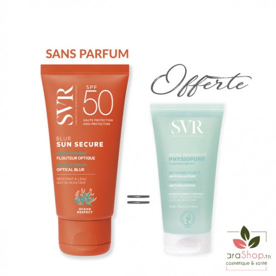 SVR PACK SUN SECURE BLUR SPF50+ Sans Parfum + PHYSIOPURE GELEE MOUSSANTE 55ML OFFERTE - 2025 SVR PACK SUN SECURE BLUR SPF50+ Sans Parfum + PHYSIOPURE GELEE MOUSSANTE 55ML OFFERTE - 2025