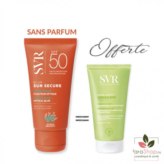 SVR PACK SUN SECURE BLUR SPF50+ Sans Parfum + SEBIACLEAR CREME LAVANTE 55ML OFFERTE - 2025 SVR PACK SUN SECURE BLUR SPF50+ Sans Parfum + SEBIACLEAR CREME LAVANTE 55ML OFFERTE - 2025