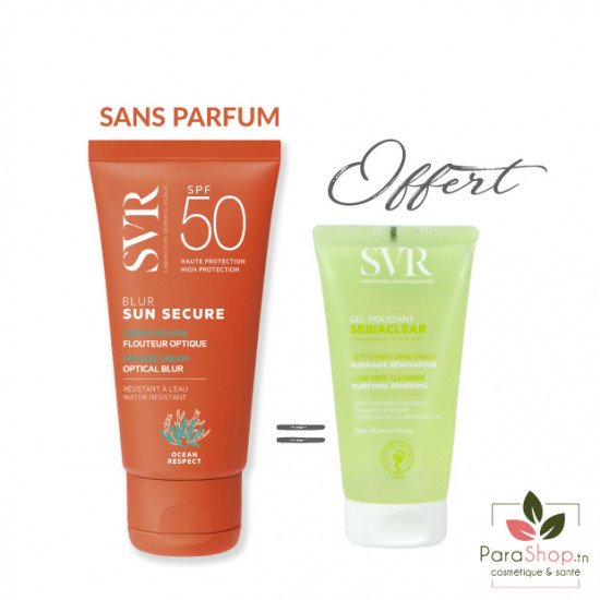 SVR PACK SUN SECURE BLUR SPF50+ Sans Parfum + SEBIACLEAR GEL 55ML OFFERT - 2025 SVR PACK SUN SECURE BLUR SPF50+ Sans Parfum + SEBIACLEAR GEL 55ML OFFERT - 2025