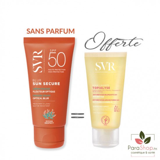 SVR PACK SUN SECURE BLUR SPF50+ Sans Parfum + TOPIALYSE HUILE LAVANTE 55ML OFFERTE - 2025 SVR PACK SUN SECURE BLUR SPF50+ Sans Parfum + TOPIALYSE HUILE LAVANTE 55ML OFFERTE - 2025