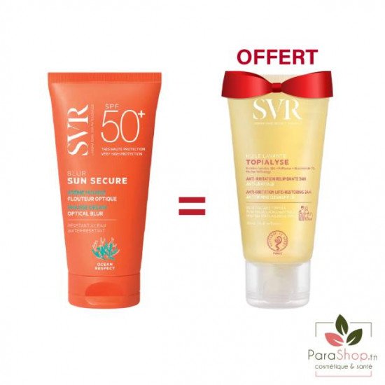 SVR PACK SUN SECURE BLUR SPF50+ Sans Parfum + TOPIALYSE HUILE LAVANTE 55ML OFFERTE - 2026 SVR PACK SUN SECURE BLUR SPF50+ Sans Parfum + TOPIALYSE HUILE LAVANTE 55ML OFFERTE - 2026
