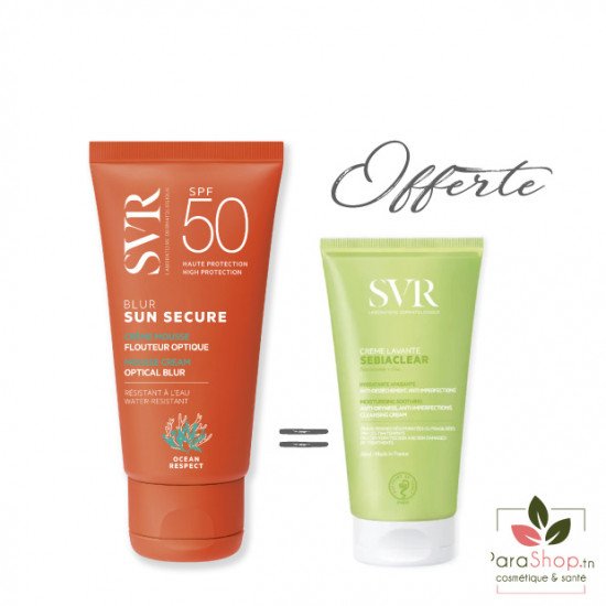 SVR PACK SUN SECURE BLUR SPF50+ SEBIACLEAR CREME LAVANTE 55ML OFFERTE - 2025 SVR PACK SUN SECURE BLUR SPF50+ SEBIACLEAR CREME LAVANTE 55ML OFFERTE - 2025