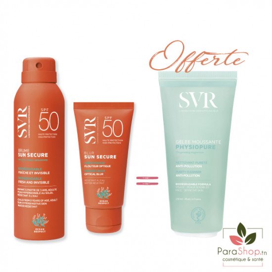 SVR PACK SUN SECURE Brume + Blur + Physiopure Gelee 200ml Offerte - 2025 SVR PACK SUN SECURE Brume + Blur + Physiopure Gelee 200ml Offerte - 2025
