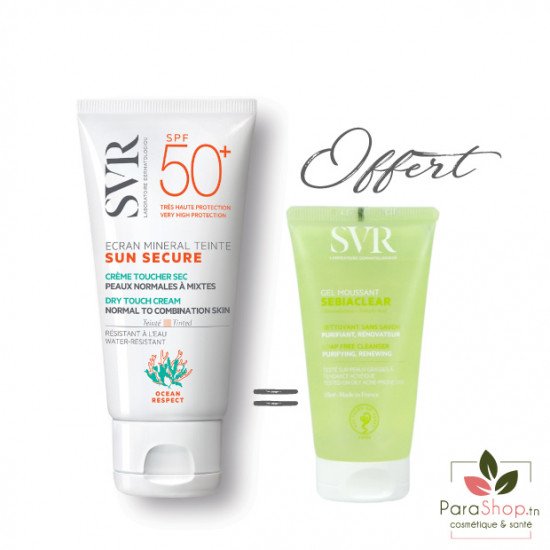 SVR PACK Sun Secure Ecran Mineral Teinte peau normale à mixte + Sebiaclear Gel Moussant 55ML OFFERT - 2025 SVR PACK Sun Secure Ecran Mineral Teinte peau normale à mixte + Sebiaclear Gel Moussant 55ML OFFERT - 2025