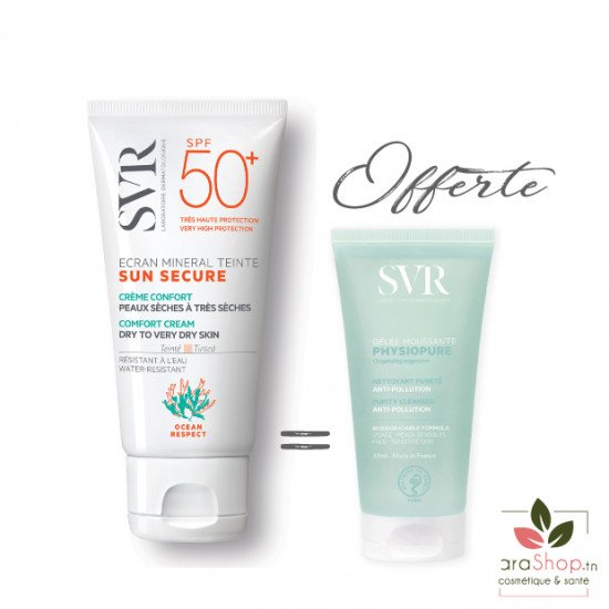 Svr Pack Sun Secure Ecran Minéral Teinté Peau Sèche + PHYSIOPURE GELEE MOUSSANTE 55ML OFFERTE - 2025 Svr Pack Sun Secure Ecran Minéral Teinté Peau Sèche + PHYSIOPURE GELEE MOUSSANTE 55ML OFFERTE - 2025