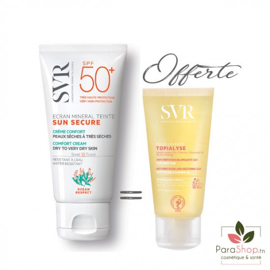 Svr Pack Sun Secure Ecran Minéral Teinté Peau Sèche + Topialyse Huile Lavante 55ML OFFERTE - 2025 Svr Pack Sun Secure Ecran Minéral Teinté Peau Sèche + Topialyse Huile Lavante 55ML OFFERTE - 2025