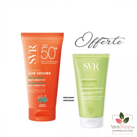 SVR PACK SUN SECURE EXTREME SPF50+ + SEBIACLEAR CREME LAVANTE 55ML OFFERTE - 2025 SVR PACK SUN SECURE EXTREME SPF50+ + SEBIACLEAR CREME LAVANTE 55ML OFFERTE - 2025