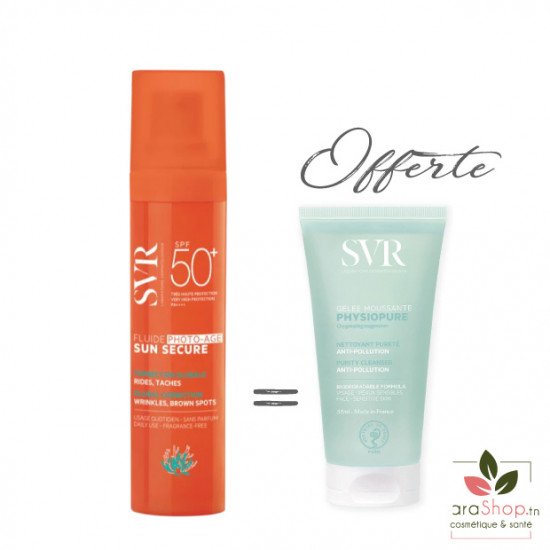 SVR PACK SUN SECURE FLUIDE PHOTO-AGE SPF50+ + PHYSIOPURE GELEE MOUSSANTE 55ML OFFERTE - 2025 SVR PACK SUN SECURE FLUIDE PHOTO-AGE SPF50+ + PHYSIOPURE GELEE MOUSSANTE 55ML OFFERTE - 2025