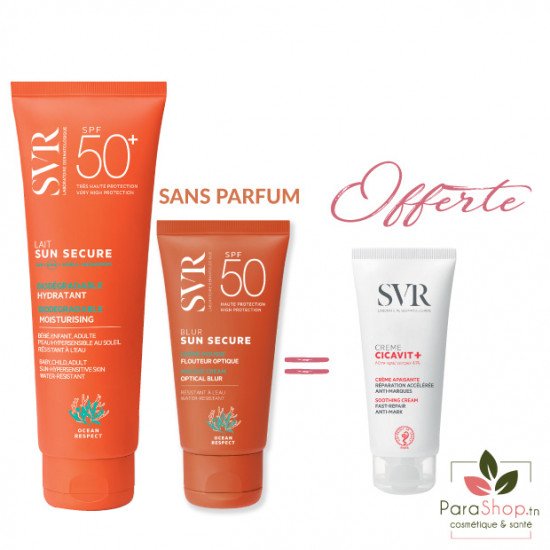 SVR PACK SUN SECURE Lait + Blur Sans Parfum + CICAVIT Creme 40ml Offerte - 2025 SVR PACK SUN SECURE Lait + Blur Sans Parfum + CICAVIT Creme 40ml Offerte - 2025