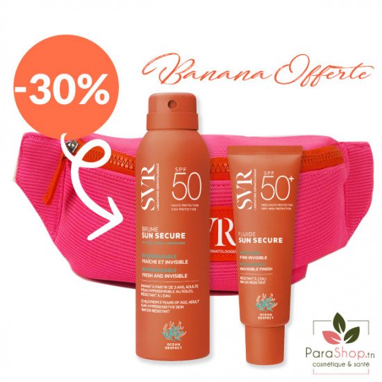 SVR PACK TROUSSE BANANA SUN SECURE Brume (-30%) + Fluide SPF50+ - 2025 
