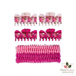 TITANIA 4 Pinces Cheveux + 4 Rubans Cheveux Rose  - 8009 GIRL TITANIA 4 Pinces Cheveux + 4 Rubans Cheveux Rose  - 8009 GIRL