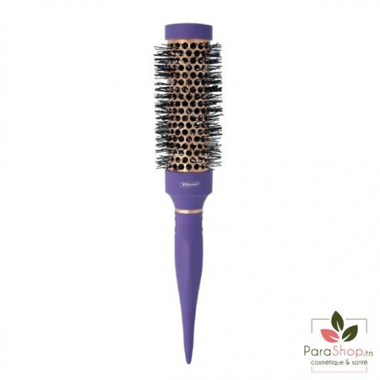 TITANIA BROSSE RONDE A AME METALLIQUE VIOLET/CUIVRE 32MM - 1353