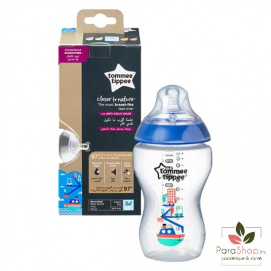 TOMMEE TIPPEE CLOSER TO NATURE BIBERON 340ML - Bleu