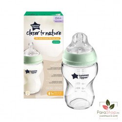 TOMMEE TIPPEE CLOSER TO NATURE BIBERON VERRE 250ML - Panda Bleu / Bambinou TOMMEE TIPPEE CLOSER TO NATURE BIBERON VERRE 250ML - Panda Bleu / Bambinou
