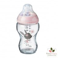 TOMMEE TIPPEE CLOSER TO NATURE BIBERON VERRE 250ML - Lapin Rose TOMMEE TIPPEE CLOSER TO NATURE BIBERON VERRE 250ML - Lapin Rose