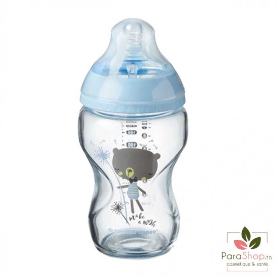 TOMMEE TIPPEE CLOSER TO NATURE BIBERON VERRE 250ML - Ours Bleu