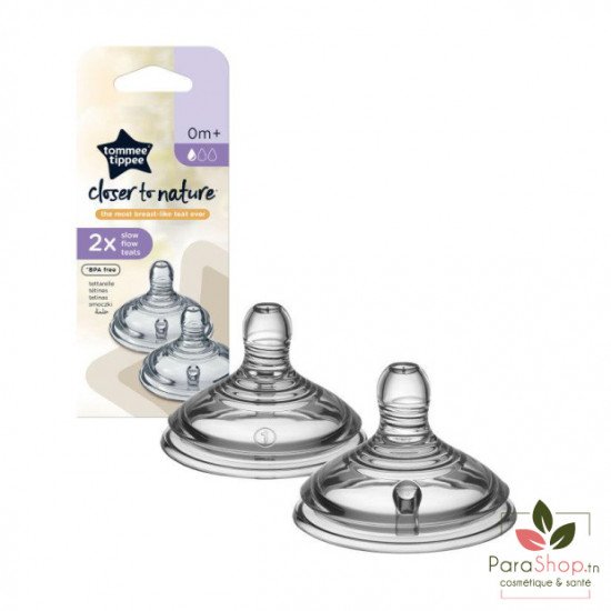 TOMMEE TIPPEE CLOSER TO NATURE TETINES DEBIT LENT X2 TOMMEE TIPPEE CLOSER TO NATURE TETINES DEBIT LENT X2