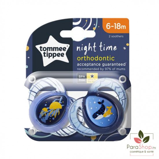 TOMMEE TIPPEE NIGHT TIME SUCETTE 6-18M X2