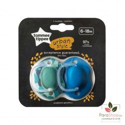 TOMMEE TIPPEE URBAN STYLE SUCETTE 6-18M X2 - BOY TOMMEE TIPPEE URBAN STYLE SUCETTE 6-18M X2 - BOY