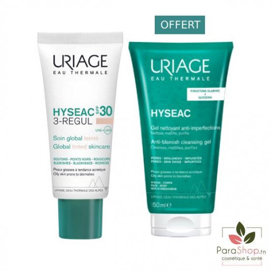 URIAGE HYSEAC DUO 3 REGUL SOIN GLOBAL TEINTE +  Gel Nettoyant 50ML OFFERT
