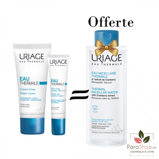 URIAGE PACK EAU THERMALE CREME D'EAU + CONTOUR DES YEUX + EAU MICELLAIRE SECHES OFFERTE - BF 2025 URIAGE PACK EAU THERMALE CREME D'EAU + CONTOUR DES YEUX + EAU MICELLAIRE SECHES OFFERTE - BF 2025
