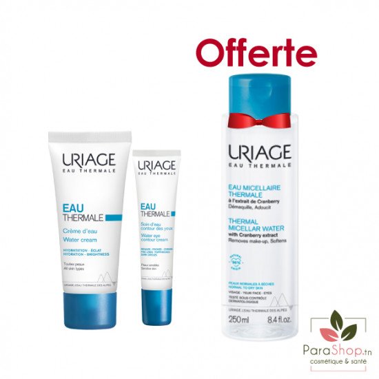 URIAGE PACK EAU THERMALE CREME D'EAU + CONTOUR DES YEUX +  EAU MICELLAIRE SECHES OFFERTE