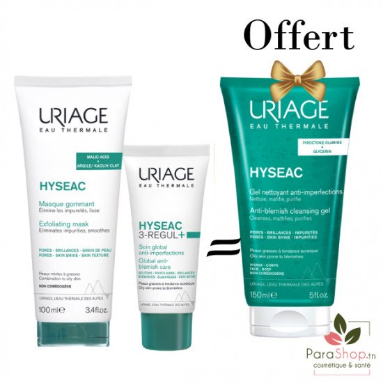 URIAGE PACK HYSEAC 3 REGUL+  MASQUE GOMMANT + Gel Nettoyant 150ML OFFERT - BF 2025