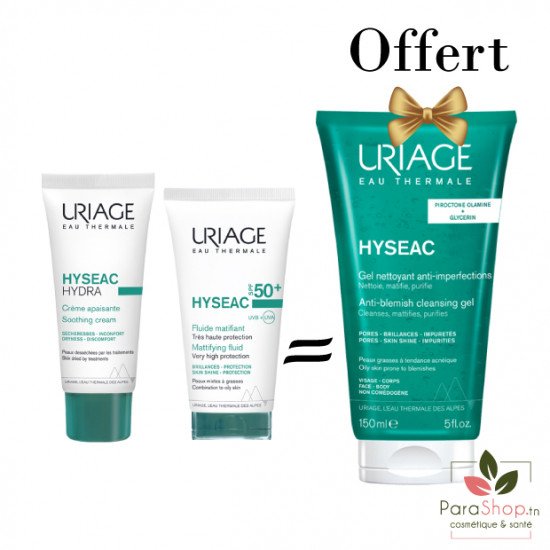URIAGE PACK HYSEAC HYDRA + Fluide SPF50+ + Gel Nettoyant 150ML OFFERT - BF 2025