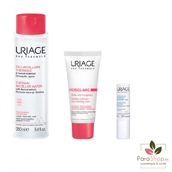 URIAGE PACK Roseliane Soin Riche Anti Rougeurs + Eau Micellaire Peaux Sensibles 250ML + Stick Levres Hydratant URIAGE PACK Roseliane Soin Riche Anti Rougeurs + Eau Micellaire Peaux Sensibles 250ML + Stick Levres Hydratant