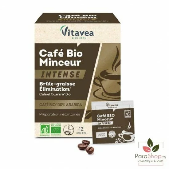 Café Minceur Bio Intense Vitavea - Brûle-graisses 100% Arabica - Boîte De 12 Sachets