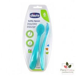 CHICCO Softly Spoon 2 Cuillères Souples 6m+ - Bleu CHICCO Softly Spoon 2 Cuillères Souples 6m+ - Bleu
