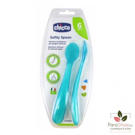 CHICCO Softly Spoon 2 Cuillères Souples 6m+ 